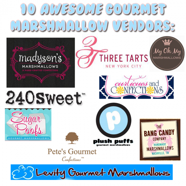 10 awesome gourmet marshmallow vendors (list by www.themarshmallowstudio.com)