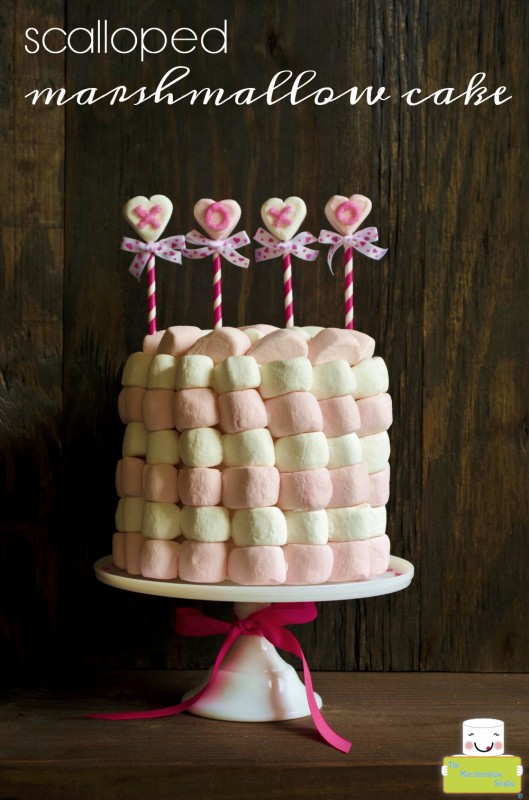Scalloped Marshmallow Valentine's Day Cake by TheMarshmallowStudio