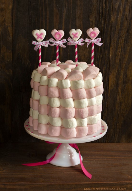 Scalloped Marshmallow Valentine's Day Cake by TheMarshmallowStudio.com 4020414