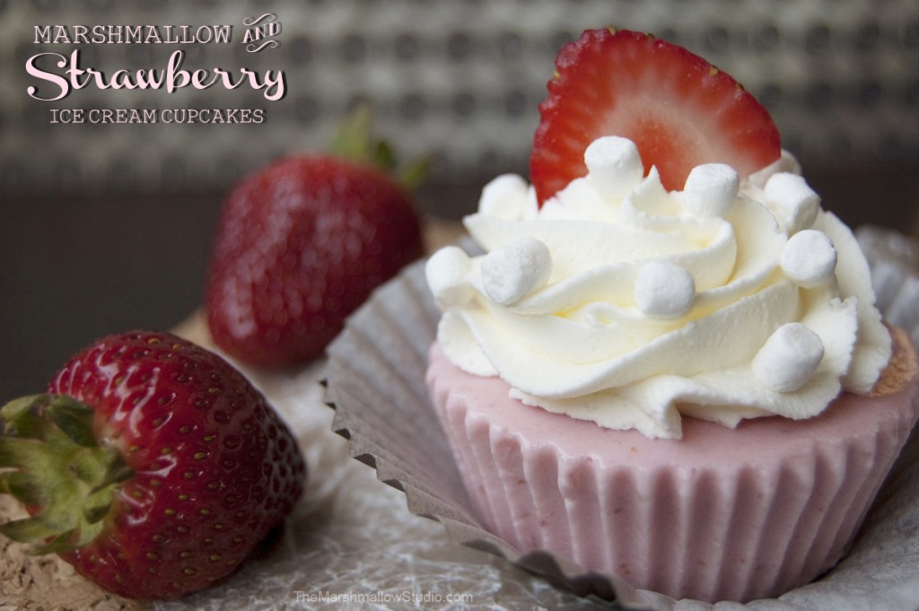 Marshmallow and Strawberry Ice Cream Cupcakes by The Marshmallow Studio